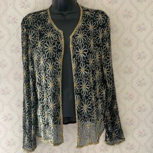 Fancy Sequin Beaded by Mark & John Floral Beaded Cover Up Sz M